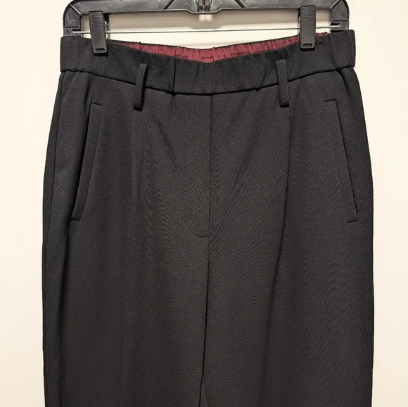 Maliparmi Black Pleated Minimalist Wide Leg Trousers Women's 44 US 8